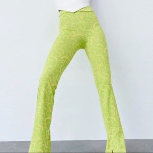 NWT Groovy Zara Flare Fitted Pants in groovy neon shades and pattern
